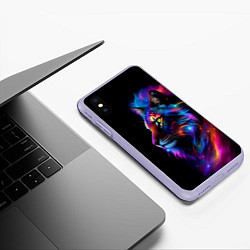 Чехол iPhone XS Max матовый Лев в космосе и звезды, цвет: 3D-светло-сиреневый — фото 2