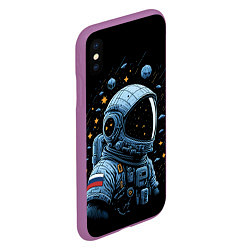 Чехол iPhone XS Max матовый Русский космонавт, цвет: 3D-фиолетовый — фото 2