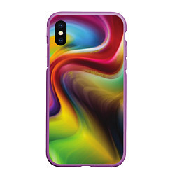 Чехол iPhone XS Max матовый Rainbow waves