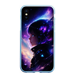 Чехол iPhone XS Max матовый Покорение космоса - девушка, цвет: 3D-голубой