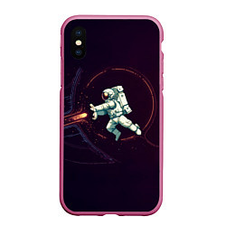 Чехол iPhone XS Max матовый Астронавт - камехамеха, цвет: 3D-малиновый