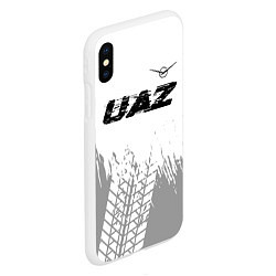 Чехол iPhone XS Max матовый UAZ speed на светлом фоне со следами шин: символ с, цвет: 3D-белый — фото 2