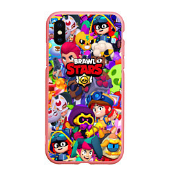 Чехол iPhone XS Max матовый Brawl stars all pattern