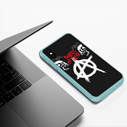 Чехол iPhone XS Max матовый Punks not dead - анархия, цвет: 3D-мятный — фото 2