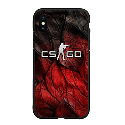 Чехол iPhone XS Max матовый CS GO dark red texture