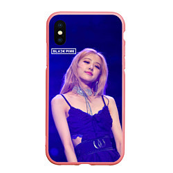 Чехол iPhone XS Max матовый Rose Blackpink blue background, цвет: 3D-баблгам