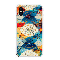 Чехол iPhone XS Max матовый Geometric mosaic, цвет: 3D-белый