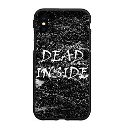 Чехол iPhone XS Max матовый Dead Inside надпись и брызги, цвет: 3D-черный