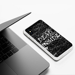 Чехол iPhone XS Max матовый Dead Inside надпись и брызги, цвет: 3D-белый — фото 2