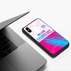 Чехол iPhone XS Max матовый Blue Exorcist neon gradient style: символ сверху, цвет: 3D-черный — фото 2