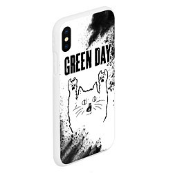 Чехол iPhone XS Max матовый Green Day рок кот на светлом фоне, цвет: 3D-белый — фото 2