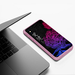 Чехол iPhone XS Max матовый Neon flowers - japanese art, цвет: 3D-розовый — фото 2