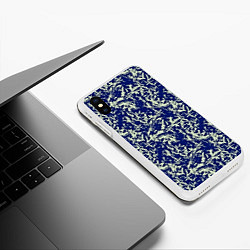 Чехол iPhone XS Max матовый Абстракция темно-синий, цвет: 3D-белый — фото 2