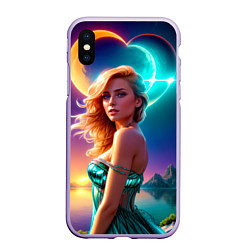 Чехол iPhone XS Max матовый Девушка на гористом берегу фьорда