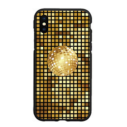 Чехол iPhone XS Max матовый Золотой диско шар и золотая мозаика