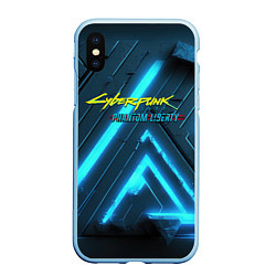 Чехол iPhone XS Max матовый Cyberpunk neon style, цвет: 3D-голубой