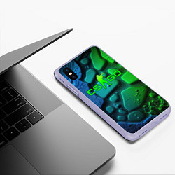 Чехол iPhone XS Max матовый CS GO green black abstract, цвет: 3D-светло-сиреневый — фото 2