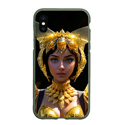 Чехол iPhone XS Max матовый Девушка королева бабочек, цвет: 3D-темно-зеленый