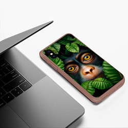 Чехол iPhone XS Max матовый Черная обезьянка, цвет: 3D-коричневый — фото 2