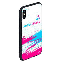 Чехол iPhone XS Max матовый Mitsubishi neon gradient style: символ сверху, цвет: 3D-черный — фото 2