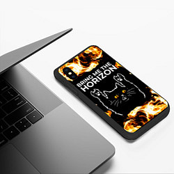 Чехол iPhone XS Max матовый Bring Me the Horizon рок кот и огонь, цвет: 3D-черный — фото 2