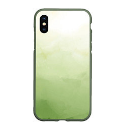 Чехол iPhone XS Max матовый Абстрактный лаймовый акварельный фон, цвет: 3D-темно-зеленый