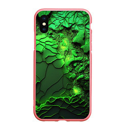 Чехол iPhone XS Max матовый Объемная зеленая текстура, цвет: 3D-баблгам