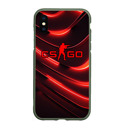 Чехол iPhone XS Max матовый CS GO red neon, цвет: 3D-темно-зеленый