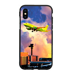 Чехол iPhone XS Max матовый S7 Боинг 737 в облаках, цвет: 3D-черный