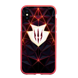 Чехол iPhone XS Max матовый The Witcher Logo Triangle, цвет: 3D-красный