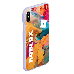 Чехол iPhone XS Max матовый Roblox Logo Color, цвет: 3D-светло-сиреневый — фото 2