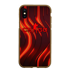 Чехол iPhone XS Max матовый CS GO red neon, цвет: 3D-коричневый