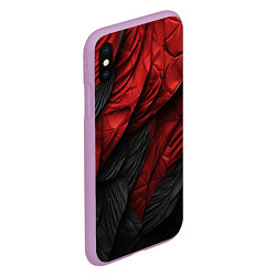 Чехол iPhone XS Max матовый Red black texture, цвет: 3D-сиреневый — фото 2
