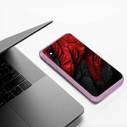 Чехол iPhone XS Max матовый Red black texture, цвет: 3D-сиреневый — фото 2