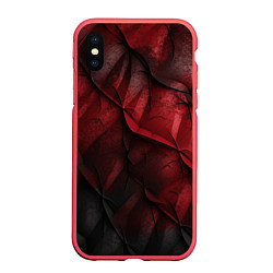 Чехол iPhone XS Max матовый Black red texture, цвет: 3D-красный