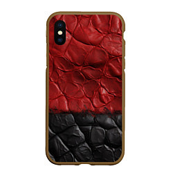 Чехол iPhone XS Max матовый Черная красная текстура, цвет: 3D-коричневый