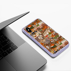 Чехол iPhone XS Max матовый Коллаж из сказочных зверей - совы, белки, ёжики, цвет: 3D-светло-сиреневый — фото 2