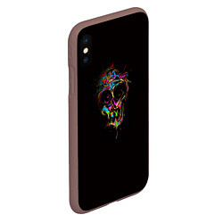 Чехол iPhone XS Max матовый Череп - потекшие краски, цвет: 3D-коричневый — фото 2