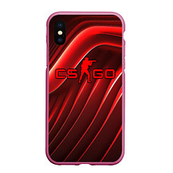 Чехол iPhone XS Max матовый CS GO red abstract, цвет: 3D-малиновый