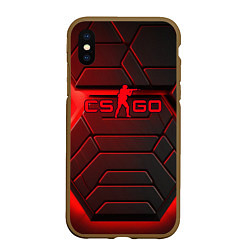 Чехол iPhone XS Max матовый Red neon CS GO, цвет: 3D-коричневый