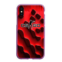 Чехол iPhone XS Max матовый CS GO black red abstract, цвет: 3D-фиолетовый