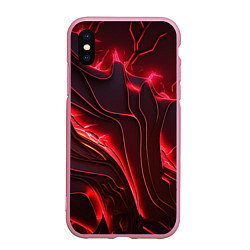 Чехол iPhone XS Max матовый Красные разломы