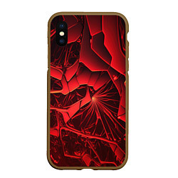 Чехол iPhone XS Max матовый Объемные красные разломы