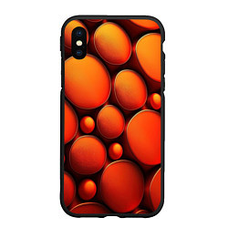 Чехол iPhone XS Max матовый Оранжевы е круглые плиты