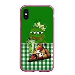 Чехол iPhone XS Max матовый Pepe King with pizza