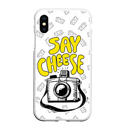 Чехол iPhone XS Max матовый Say cheese, цвет: 3D-белый