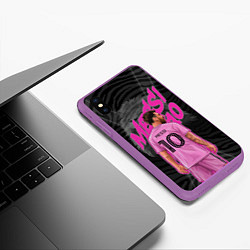 Чехол iPhone XS Max матовый Лионель Месси Интер Майами, цвет: 3D-фиолетовый — фото 2