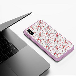 Чехол iPhone XS Max матовый Паттерн веток с цветами сакуры, цвет: 3D-сиреневый — фото 2