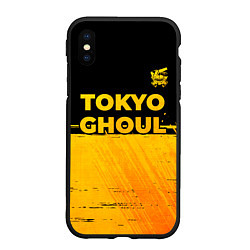 Чехол iPhone XS Max матовый Tokyo Ghoul - gold gradient: символ сверху, цвет: 3D-черный