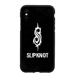 Чехол iPhone XS Max матовый Slipknot glitch на темном фоне, цвет: 3D-черный